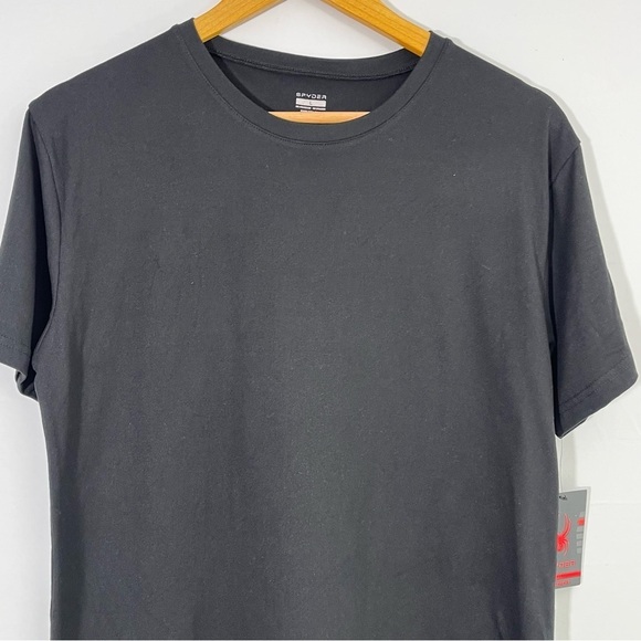NWT Spyder Large Men's Spandex Soft Stretchy Athletic Black Short Sleeve T Shirt - Picture 9 of 10